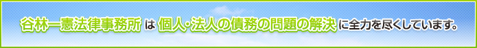 谷林一憲法律事務所は個人・法人の債務の問題の解決に全力を尽くしています。